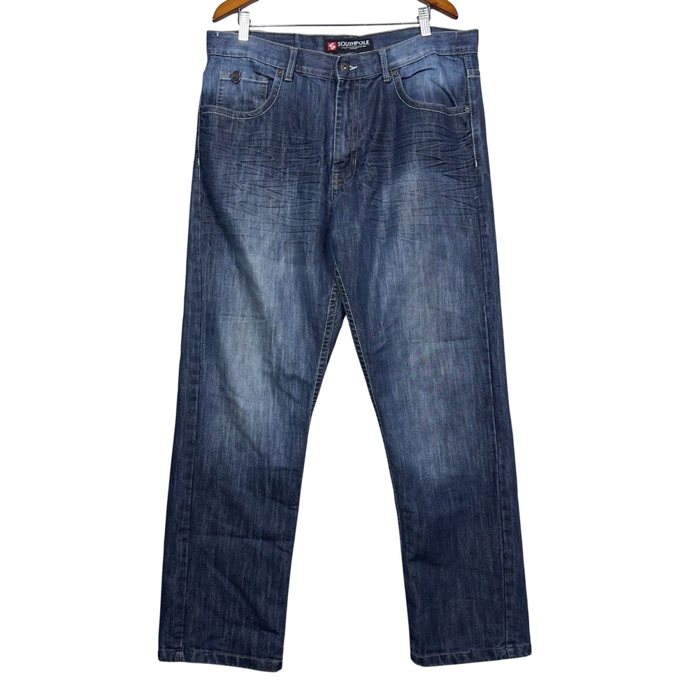 Southpole Relaxed Baggy Jeans Mens Size 38x32 Denim Blue Y2K Hip Hop Streetwear